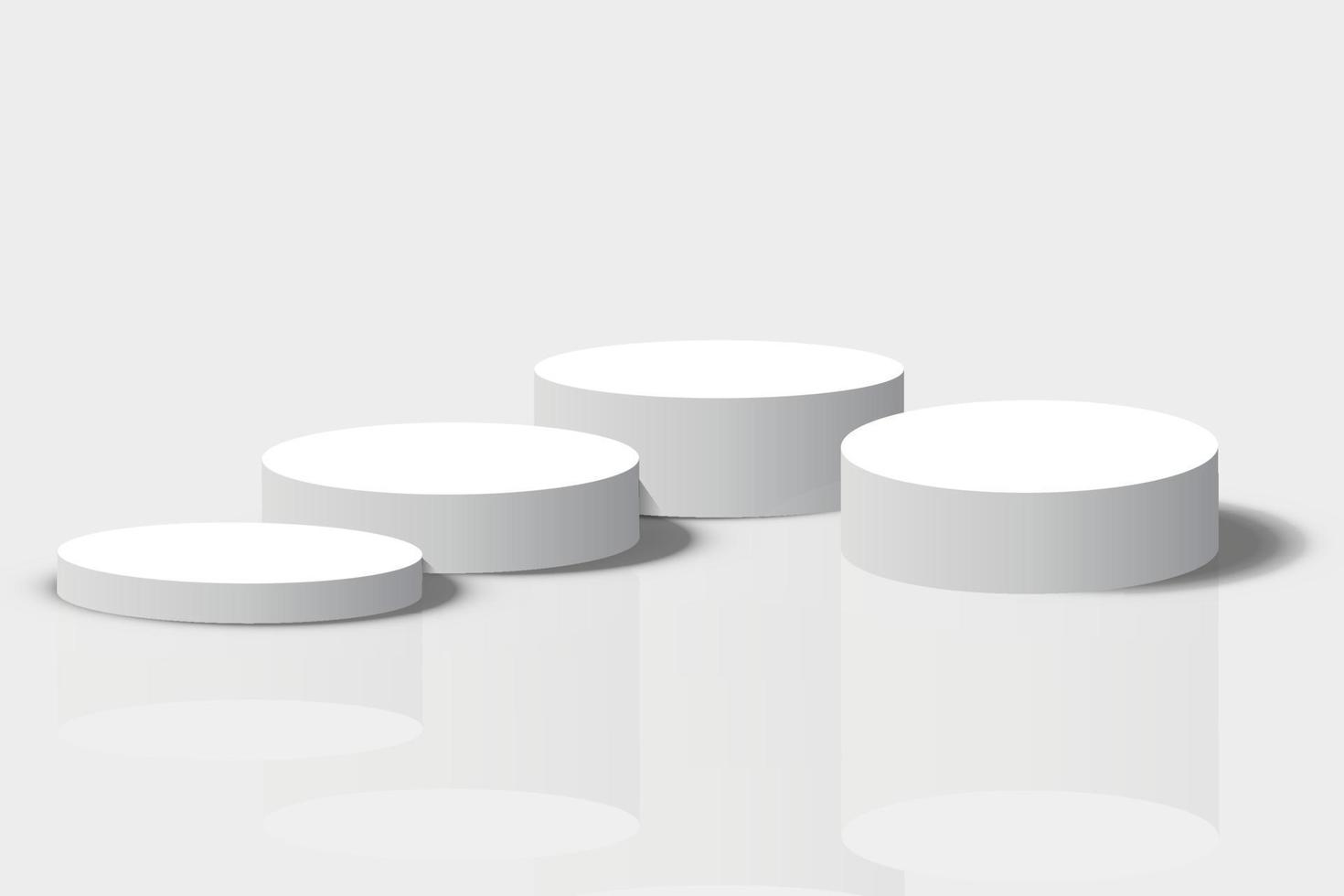 Display pedestal, Design platform, Empty product, White room and side lights. 3D rendering. vector