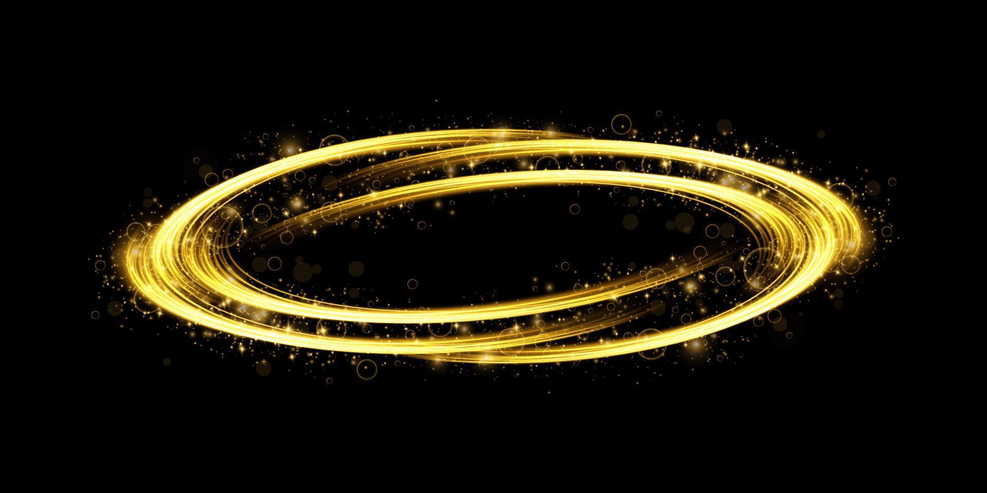 Abstract light lines of motion and speed in golden color. Light everyday glowing effect. semicircular wave, light trail curve swirl vector