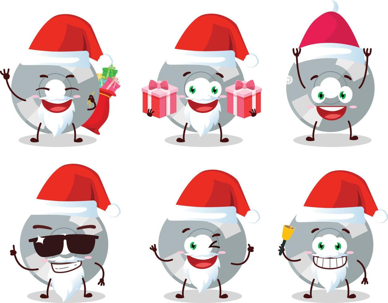 Papa Noel claus emoticones con compacto disco dibujos animados personaje vector