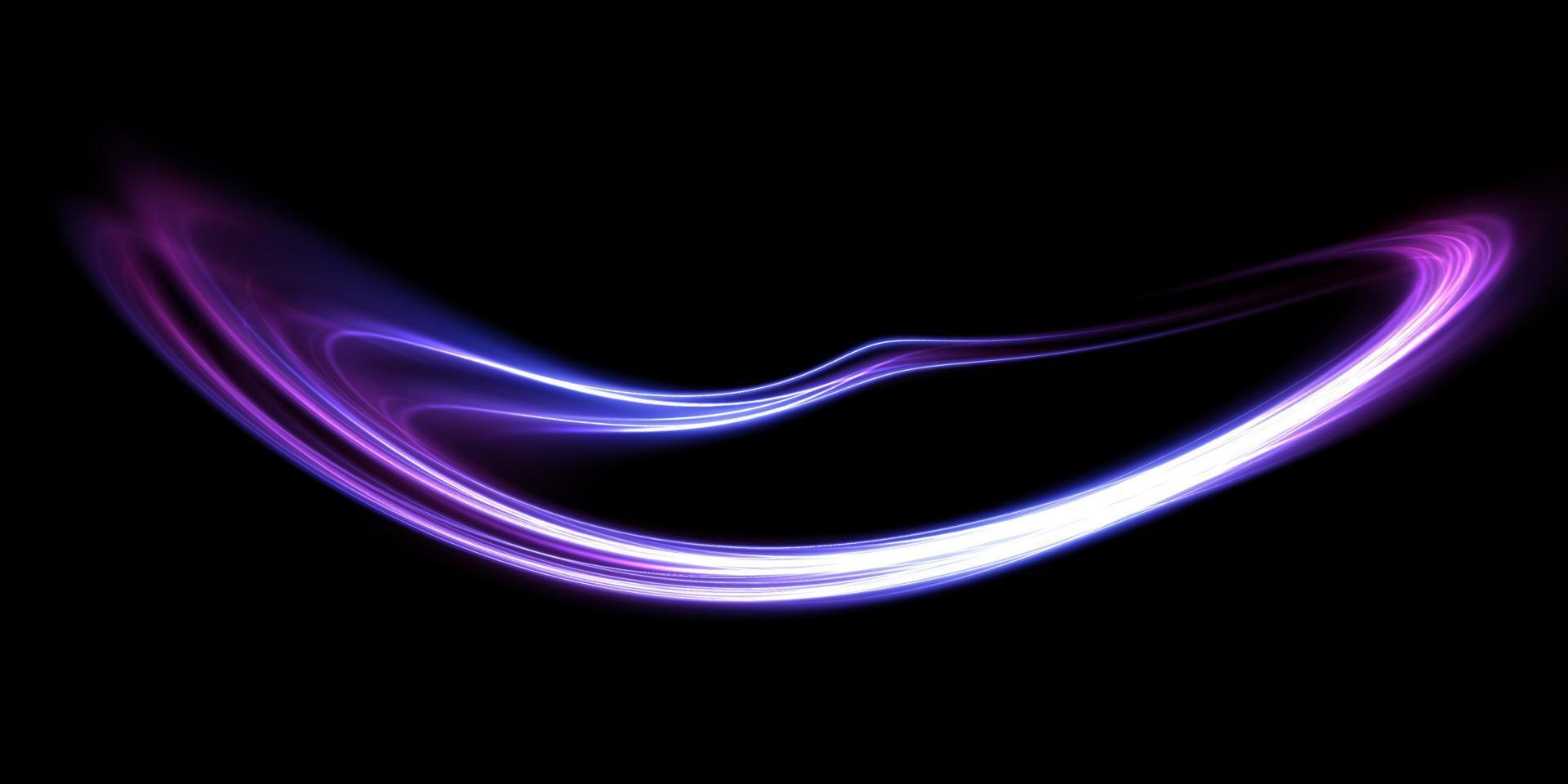 Mystical speed purple and blue stripes, glitter effect. The glow of cosmic rays. Neon lines of speed and fast wind. Glow effect, powerful energy. vector
