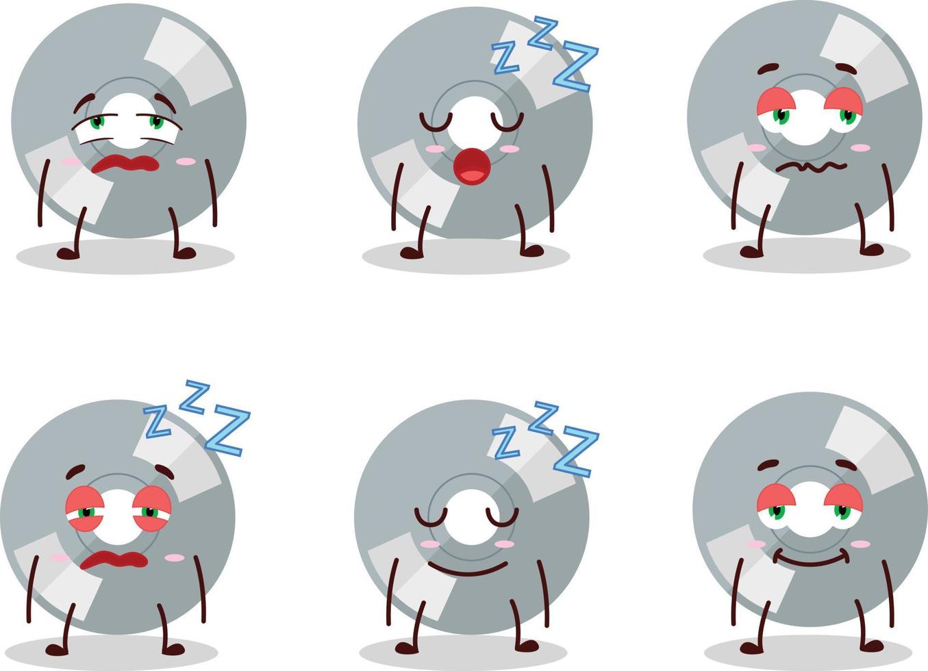 Cartoon character of compact disk with sleepy expression vector