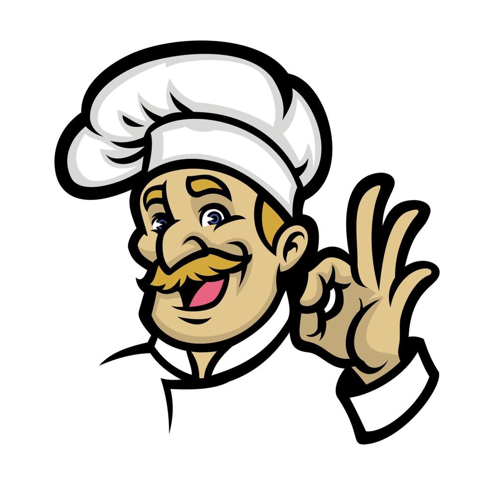 Chef mascot smiling logo vector