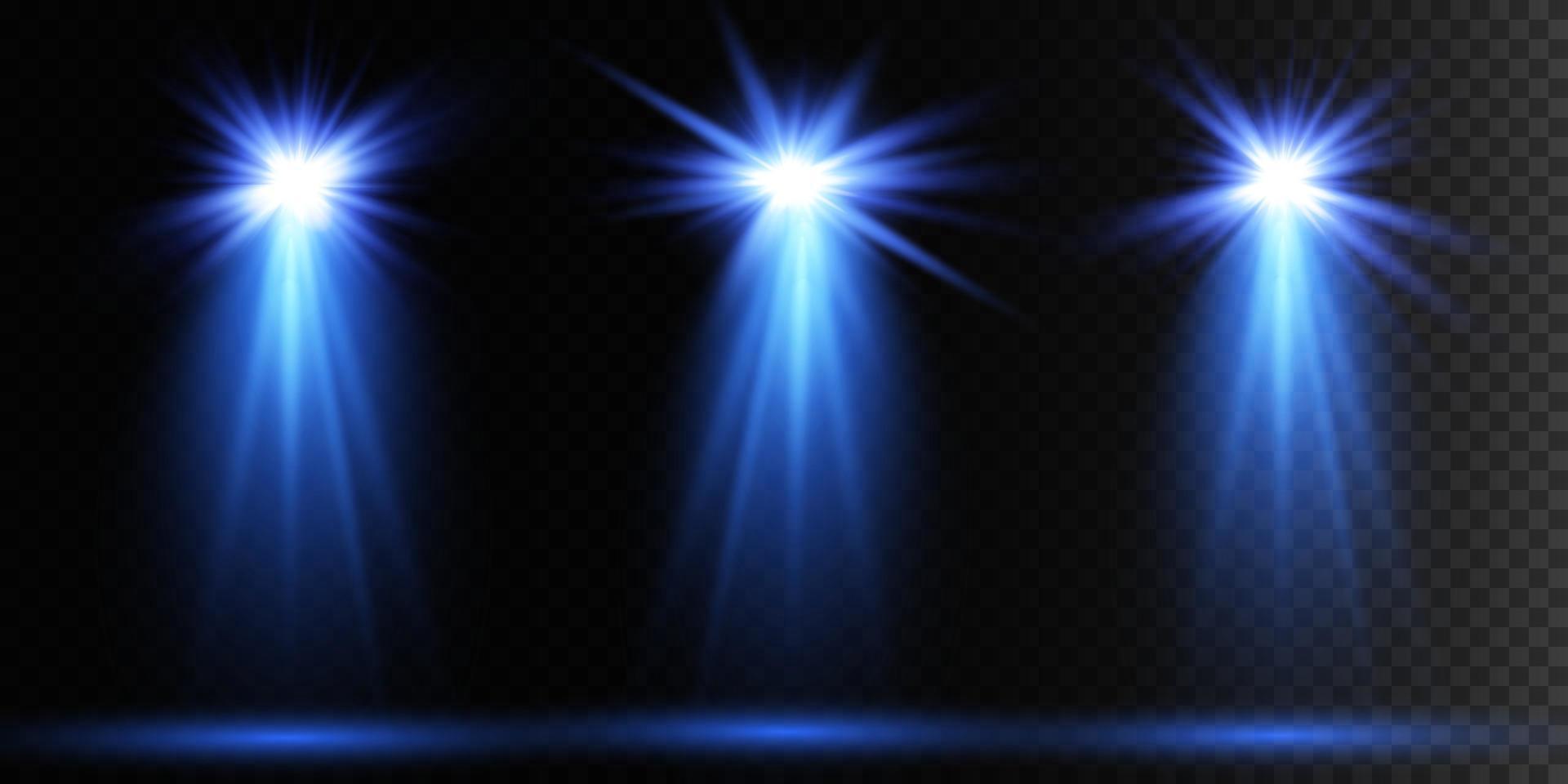 Vector blue Spotlights. Scene. Light Effects. Glow light effect.