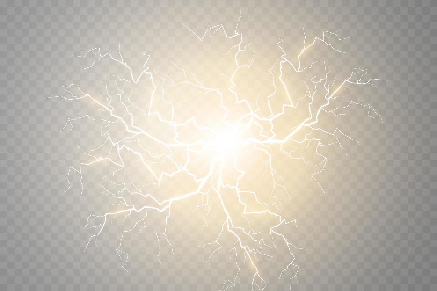 Lightning magical and bright light effect. Thunderstorm with lightning vector