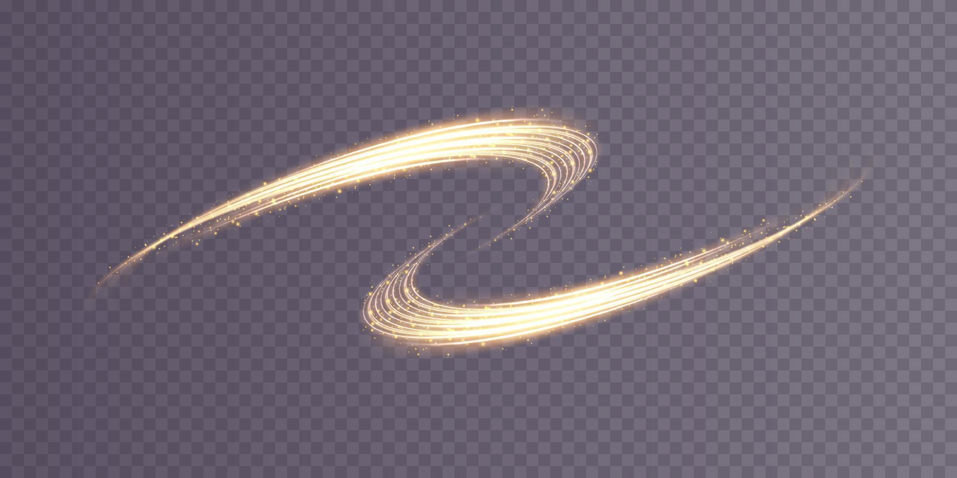 luminoso oro líneas de velocidad. ligero brillante efecto. resumen movimiento líneas. ligero sendero ola, fuego camino rastro línea vector