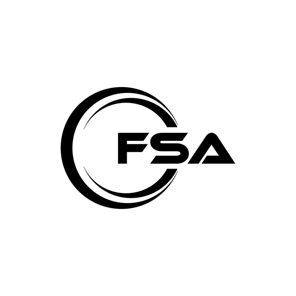 FSA letter logo design in illustration. Vector logo, calligraphy designs for logo, Poster, Invitation, etc.