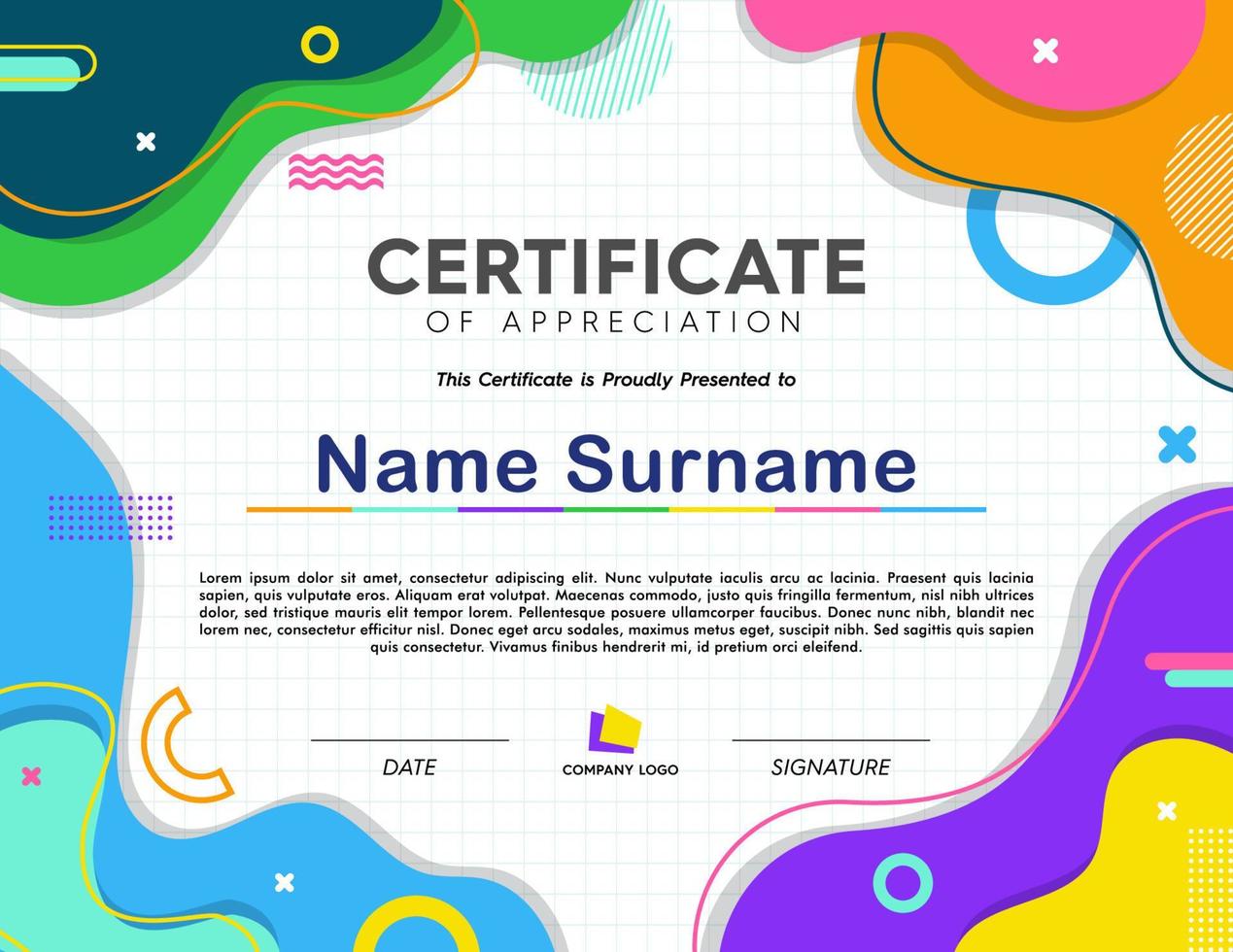 Fun Course Certificate for Children in School vector
