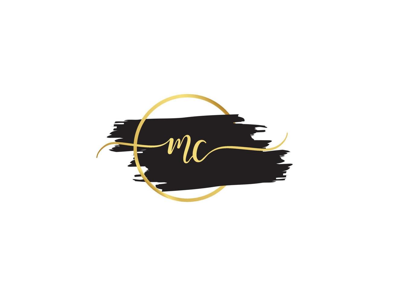 Feminine Mc Logo Icon, Handwritten MC Signature Logo Letter Vector