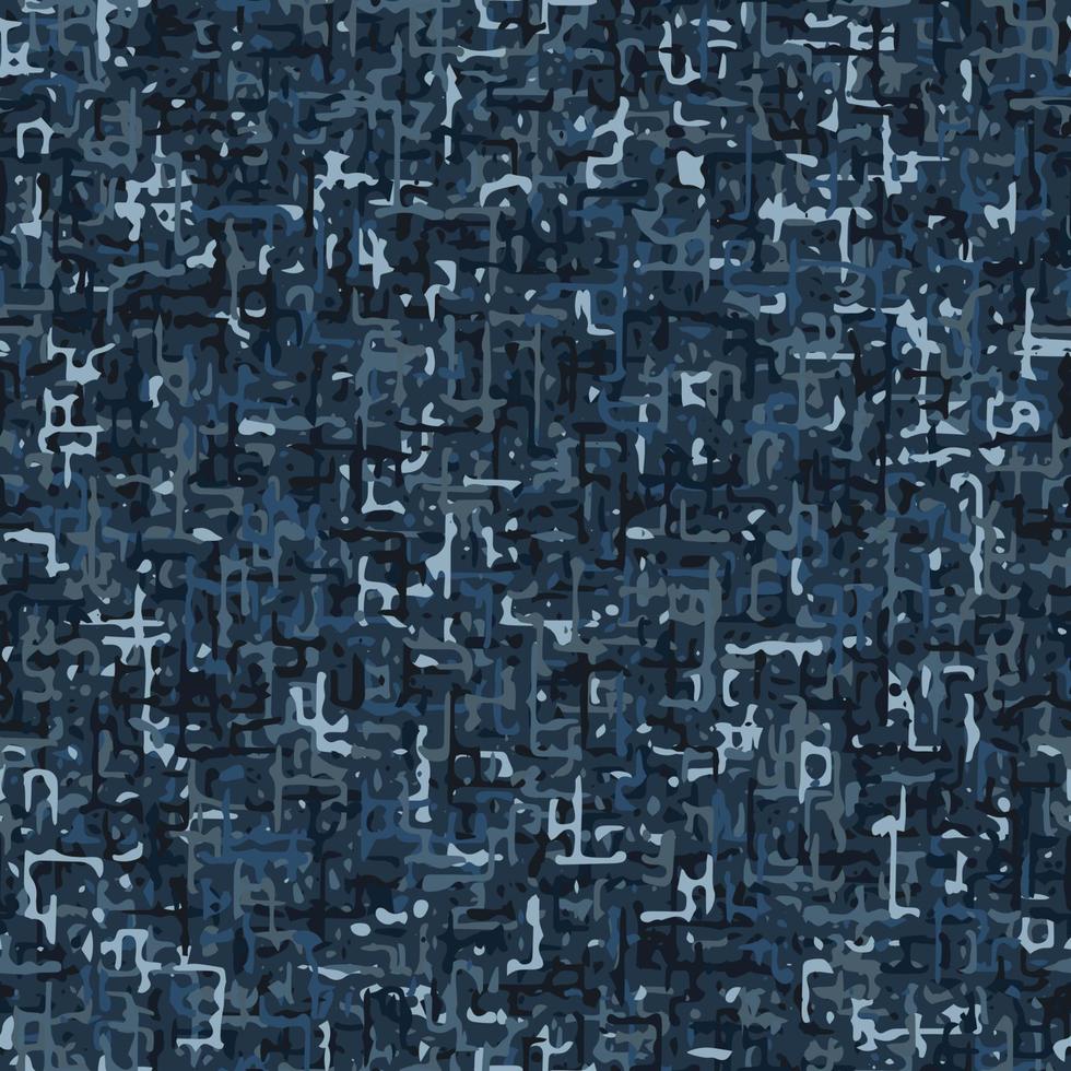 Seamless blue camouflage pattern with small abstract shapes. Dense random composition. Good for apparel, fabric, textile, sport goods. Grunge texture. vector