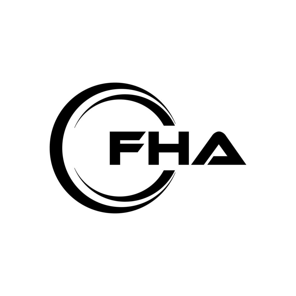 FHA letter logo design in illustration. Vector logo, calligraphy designs for logo, Poster, Invitation, etc.