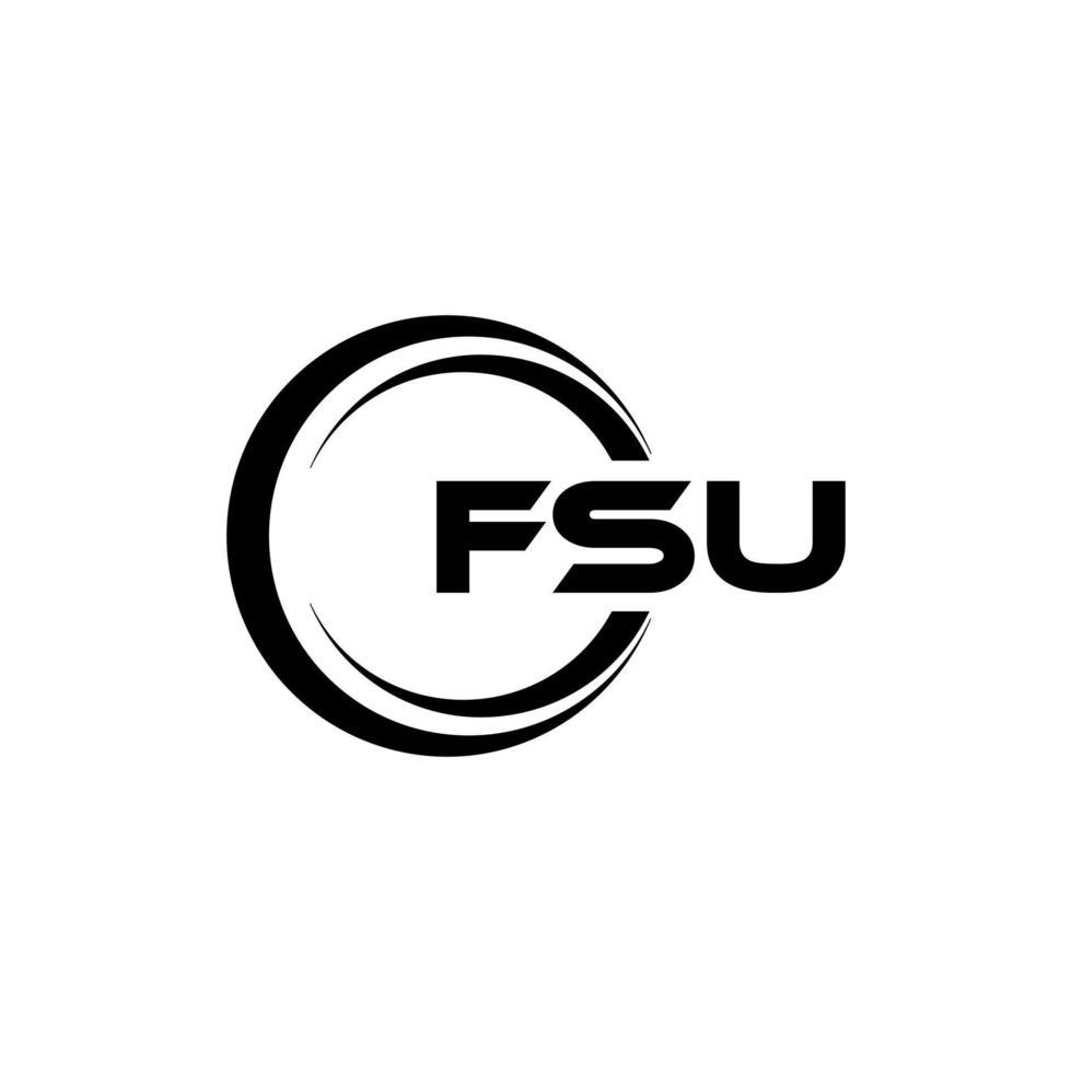 FSU letter logo design in illustration. Vector logo, calligraphy designs for logo, Poster, Invitation, etc.