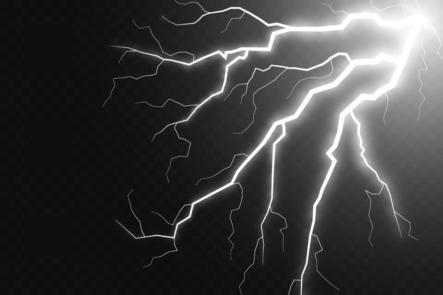 Set of lightning magical and bright light effect. Thunderstorm with lightning and clouds. Vector illustration. Discharge electrical current. Charge current. natural phenomena.