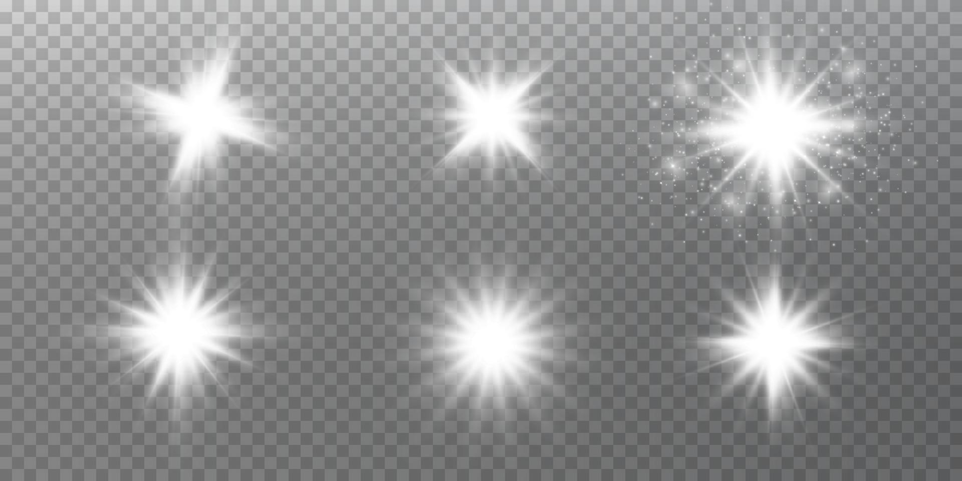 White star, on a black background, the effect of glow and rays of light, glowing lights, sun. vector. vector