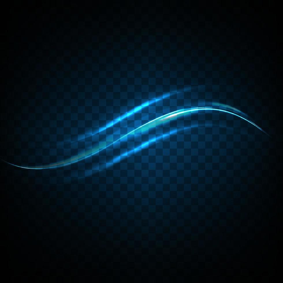 Abstract light lines of movement and speed in blue. Light everyday glowing effect. semicircular wave, light trail curve swirl vector