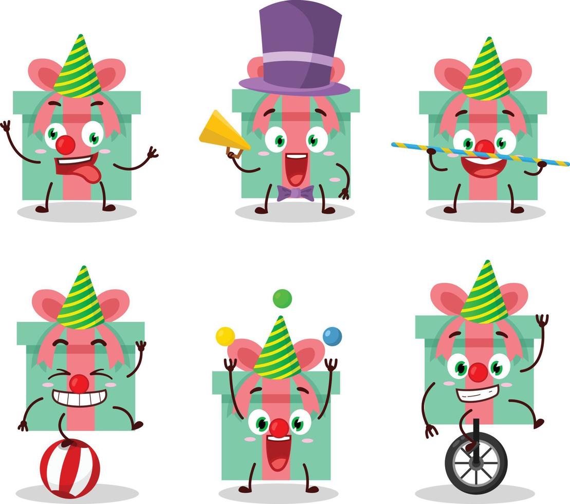 dibujos animados personaje de regalo con varios circo muestra vector