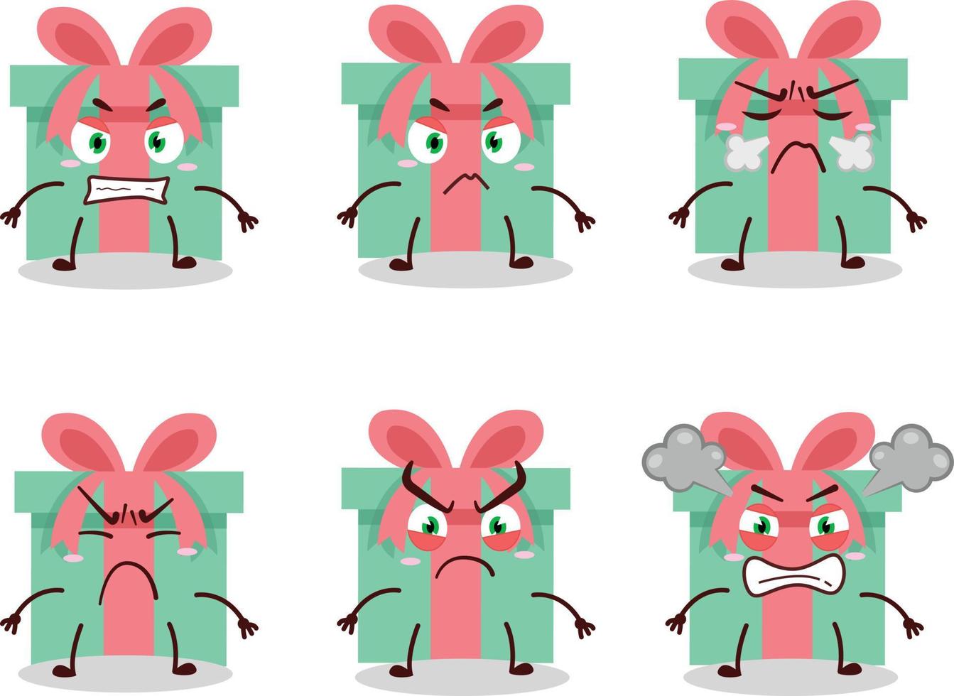 Gift cartoon character with various angry expressions vector