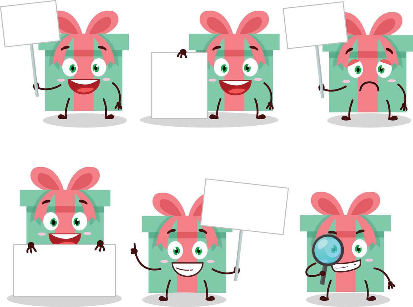 regalo dibujos animados con personaje traer información tablero vector