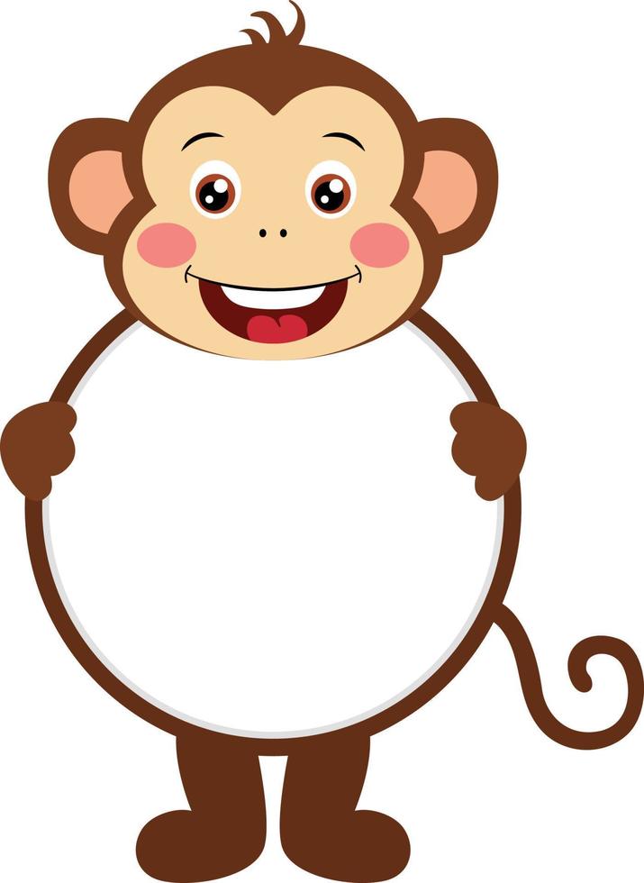 Cute monkey with circle blank sign vector