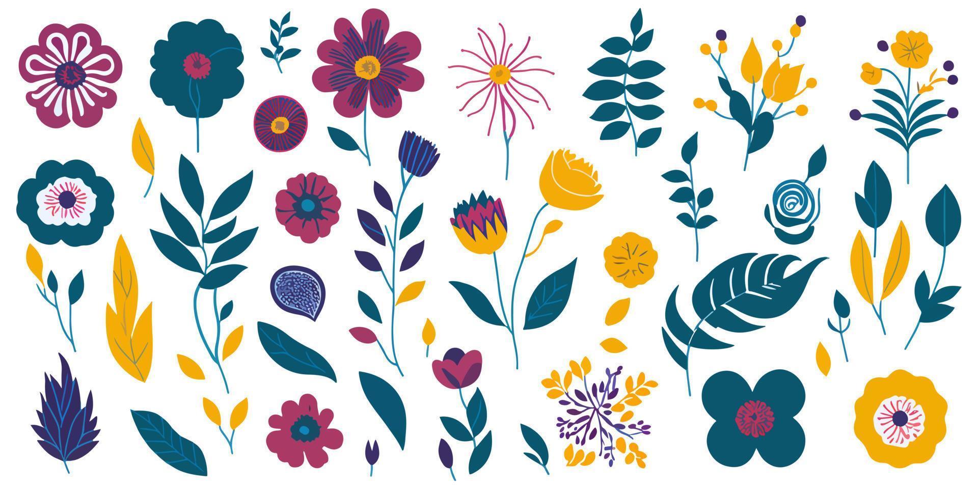 Watercolor Blooming Flowers. A Vector Collection for Art Prints and Home Decor