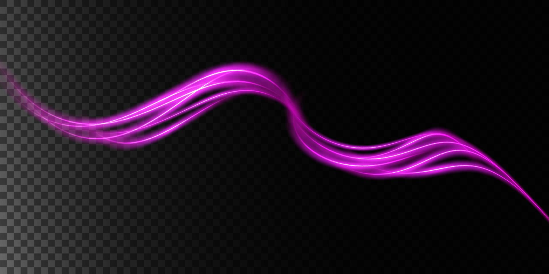 resumen ligero líneas de movimiento y velocidad con púrpura color destellos ligero todos los días brillante efecto. semicircular ola, ligero sendero curva remolino, vector