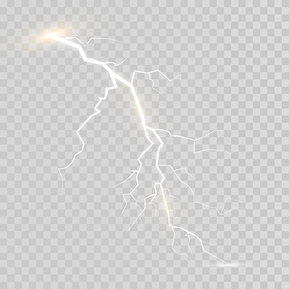 Lightning magical and bright light effect. Thunderstorm with lightning vector