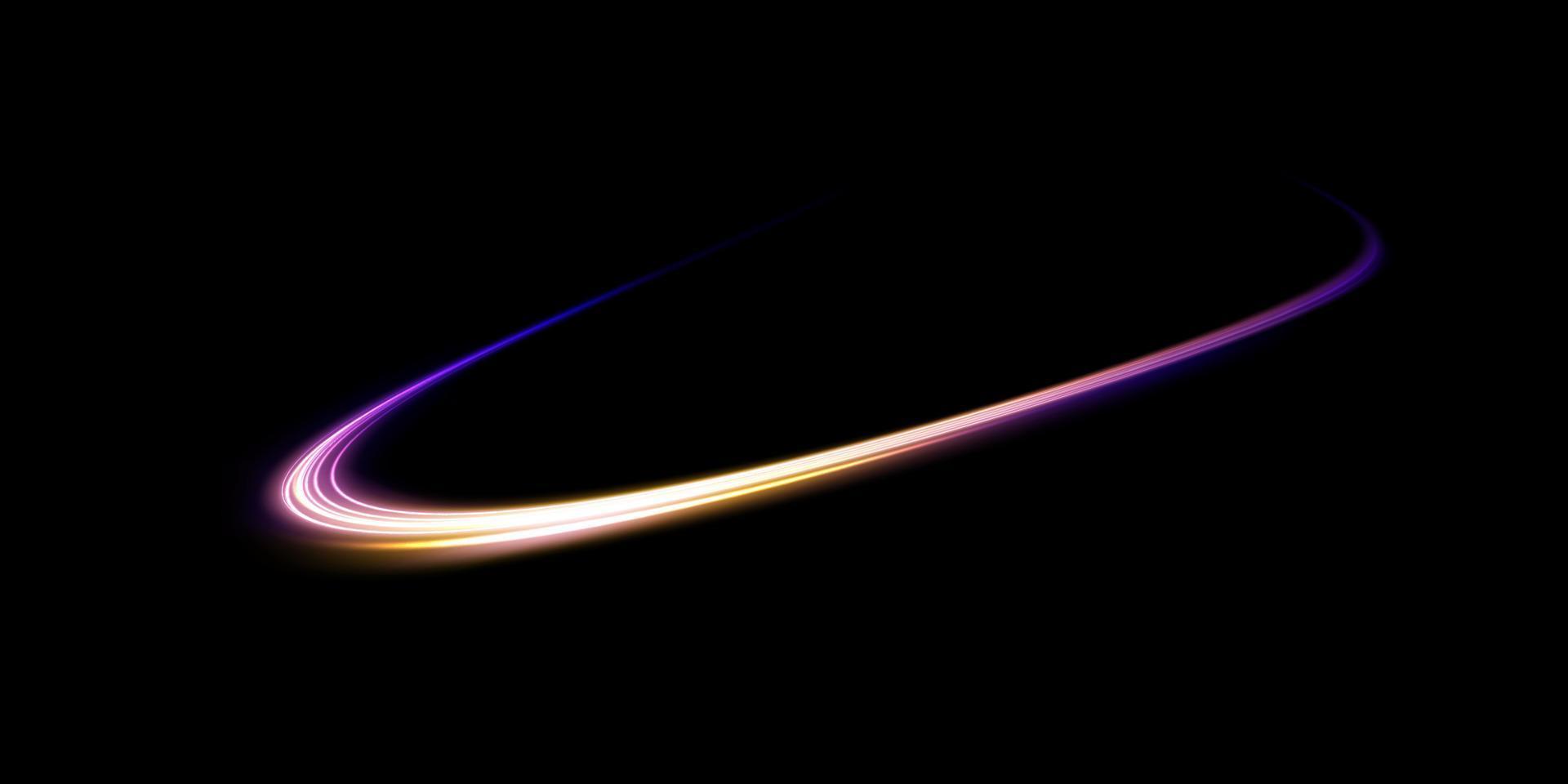 resumen ligero líneas de movimiento y velocidad, azul, oro, púrpura colores. ligero todos los días brillante efecto. semicircular ola, ligero sendero curva remolino, óptico fibra incandescente png. vector