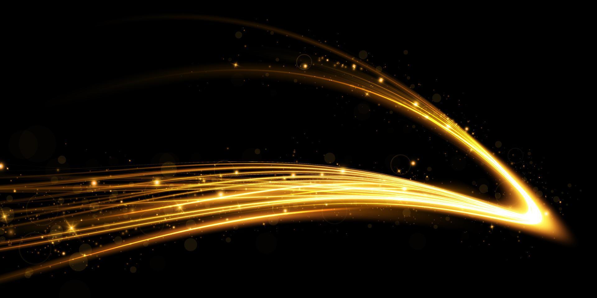 Abstract beautiful light background. Magic sparks on a dark background. Mystical speed stripes, glitter effect. Shine of cosmic rays. Neon lines of speed and fast wind. Glow effect, powerful energy. vector