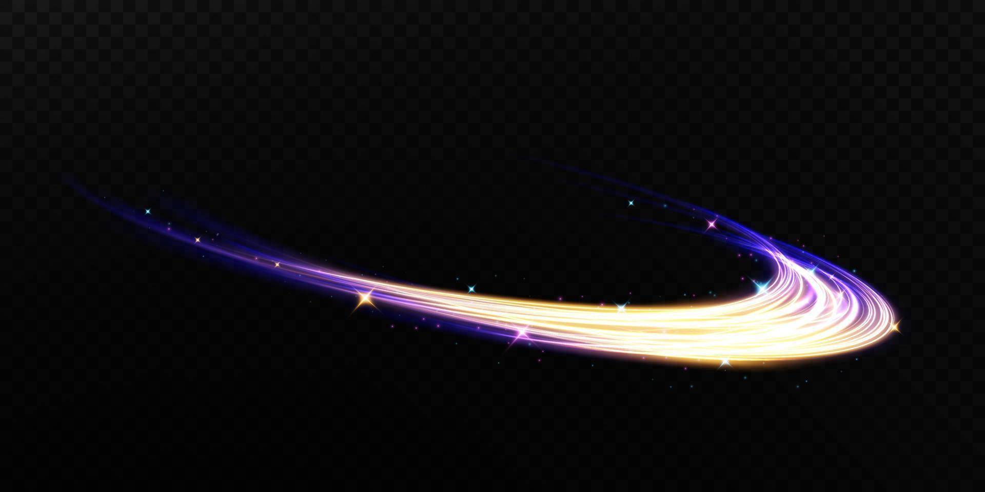 Abstract light lines of movement and speed with white color glitters. Light everyday glowing effect. semicircular wave, light trail curve swirl, car headlights, incandescent optical fiber png. vector