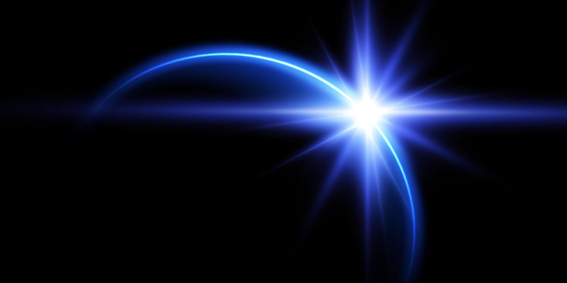 The edge of a solar eclipse on a black background, blue. Blue eclipse for product advertising, natural phenomena, horror concept and others. vector