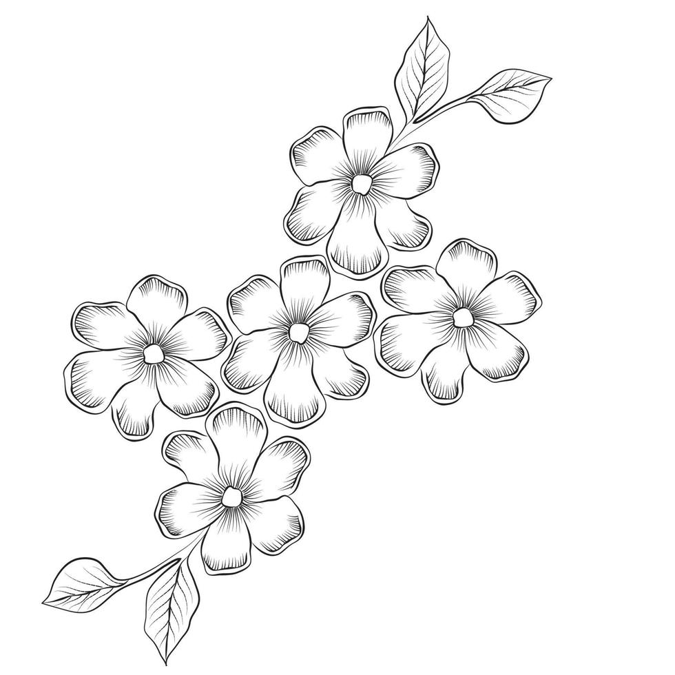 gratis vector línea Arte y mano dibujo flor Arte negro y blanco plano diseño sencillo flor