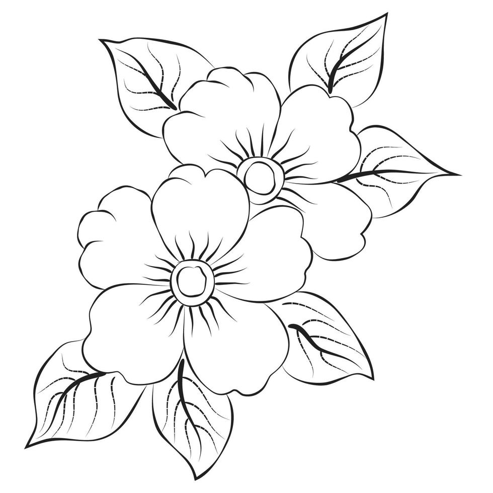 gratis vector línea Arte y mano dibujo flor Arte negro y blanco plano diseño sencillo flor