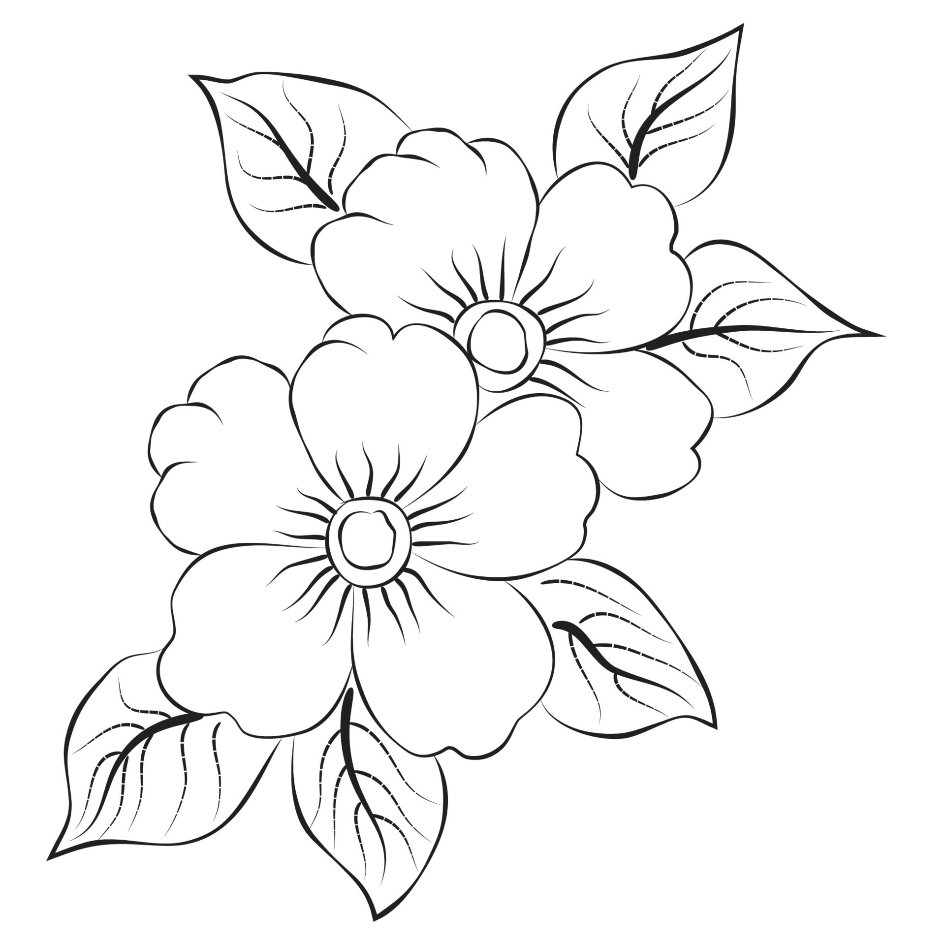 Free Vector line art and hand drawing flower art black and white flat ...