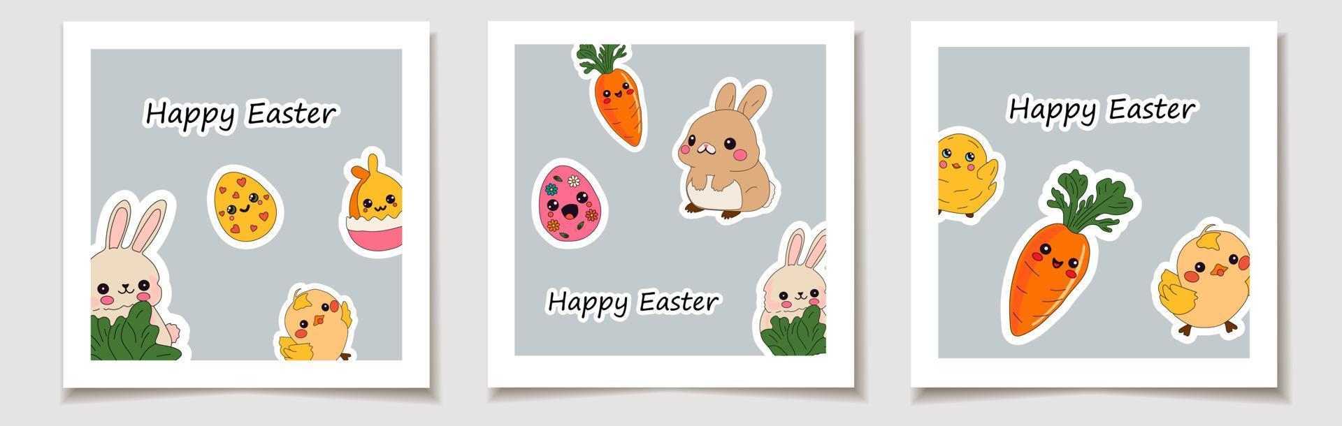 Happy Easter vector card. Hand-drawn design of Spring greeting card.