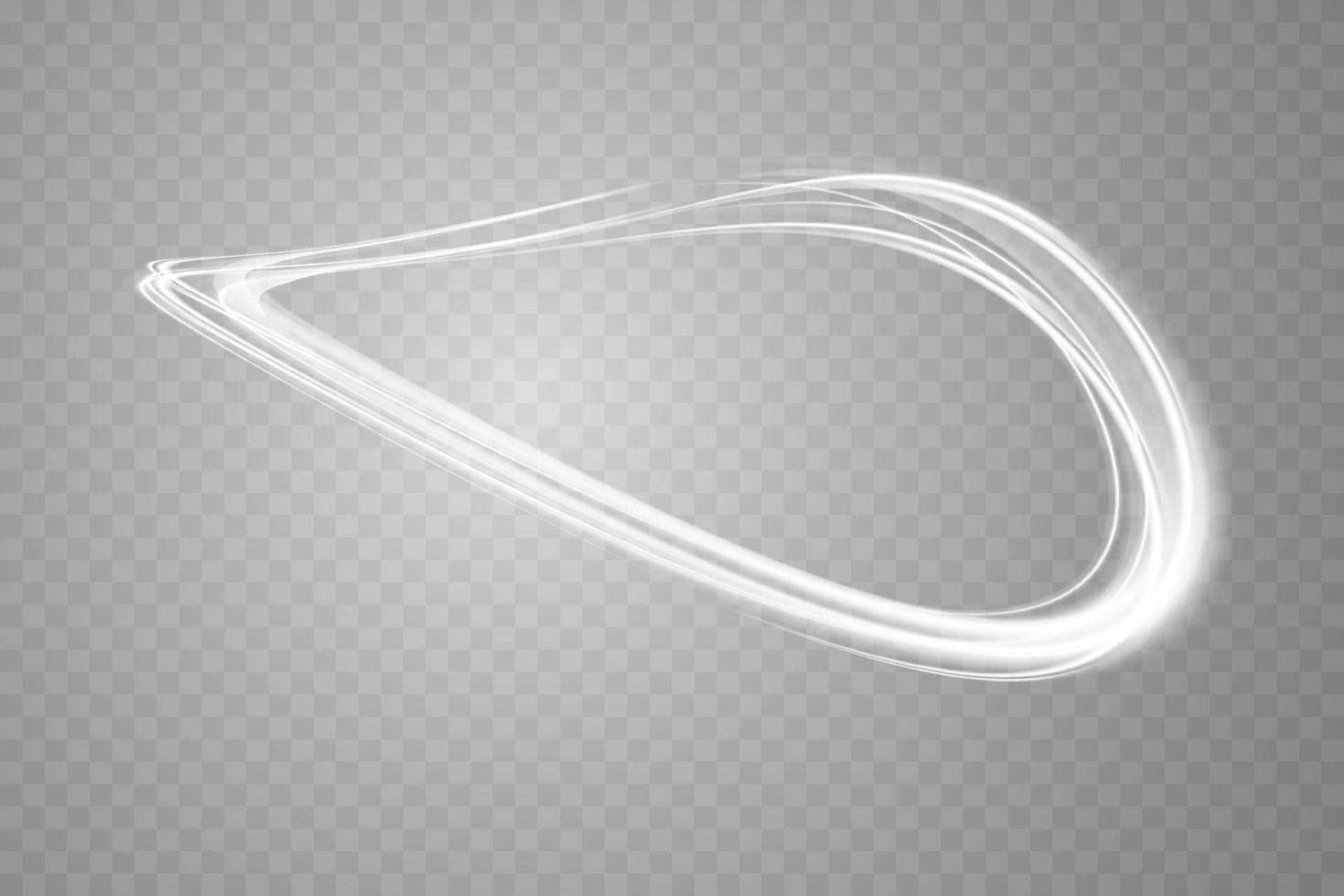 Abstract light lines of motion and speed in white color. Light everyday glowing effect. semicircular wave, light trail curve swirl vector