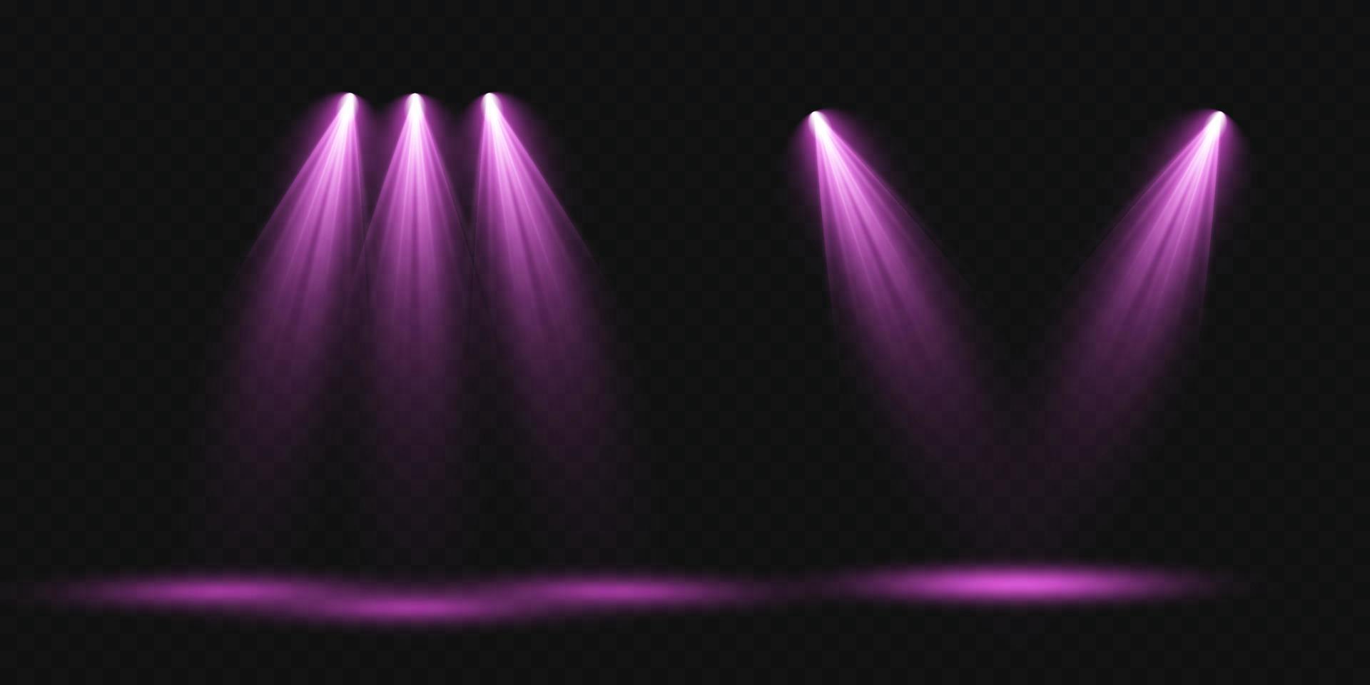 Pink Spotlights. Scene. Light Effects. Glow light effect. vector