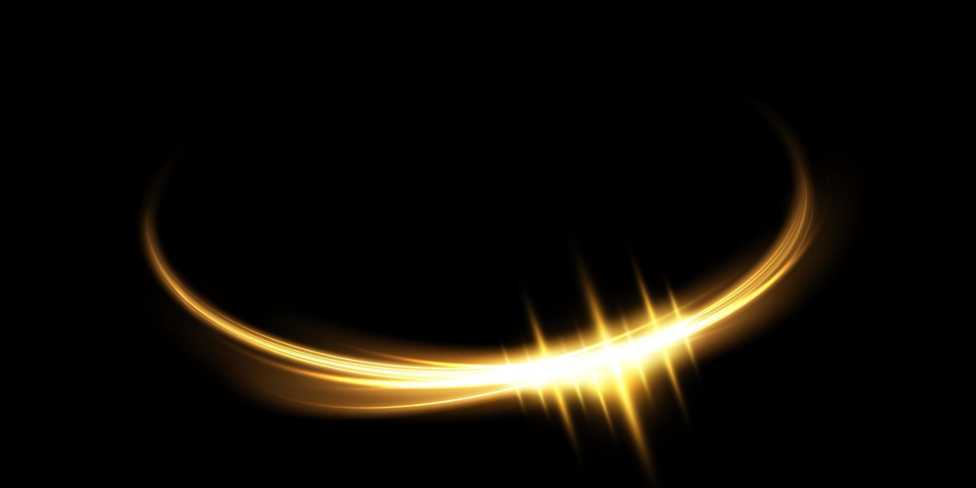 Luminous gold lines of speed. Light glowing effect. Abstract motion lines. Light trail wave, fire path trace line vector