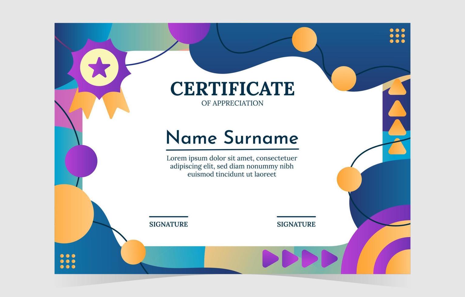 Gradient Creative Certificate Template vector