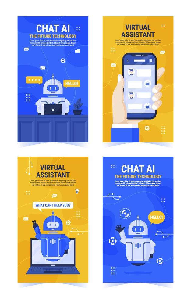 Artificial Intelligence Chat Bot Social Media Story vector