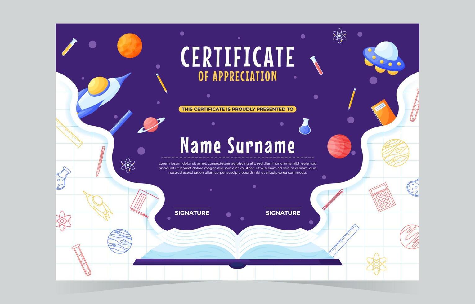 Fun Certificate Template For Children vector