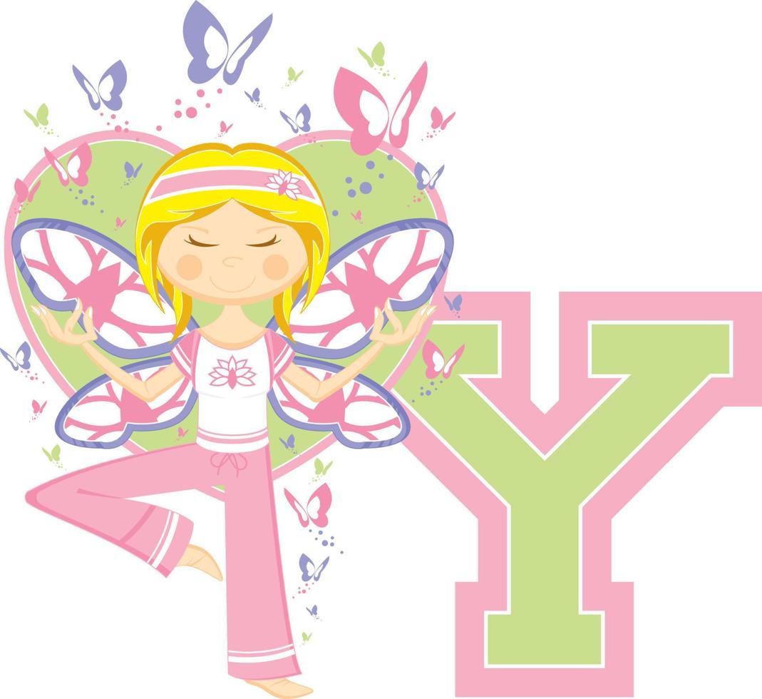 Y is for Yoga Alphabet Learning Illustration vector