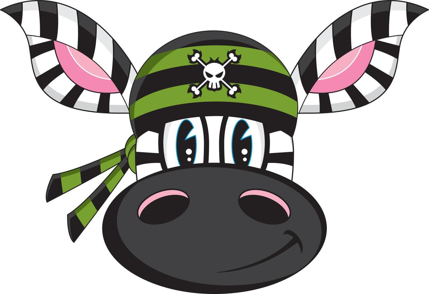 Cartoon Swashbuckling Pirate Zebra in Bandana Illustration vector