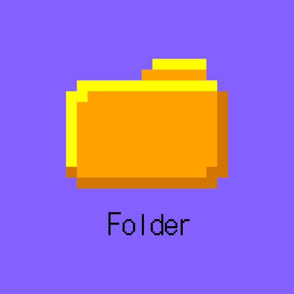 Cartoon Color Pixel Folder UI Button. Vector