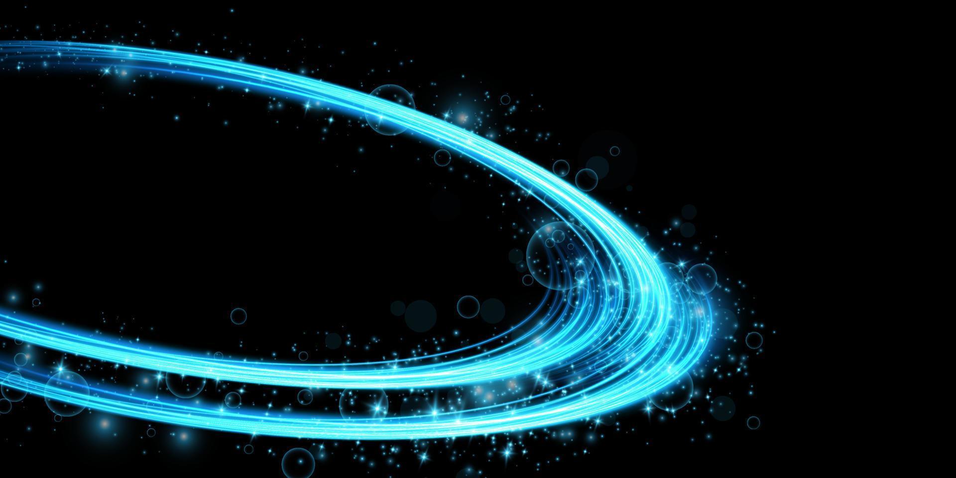 Abstract light lines of movement and speed with blue color sparkles. Light everyday glowing effect. semicircular wave, light trail curve swirl, car headlights, incandescent optical fiber png. vector