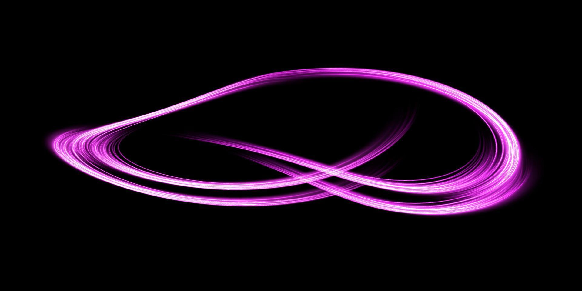 Abstract light lines of movement and speed with purple color sparkles. Light everyday glowing effect. semicircular wave, light trail curve swirl vector