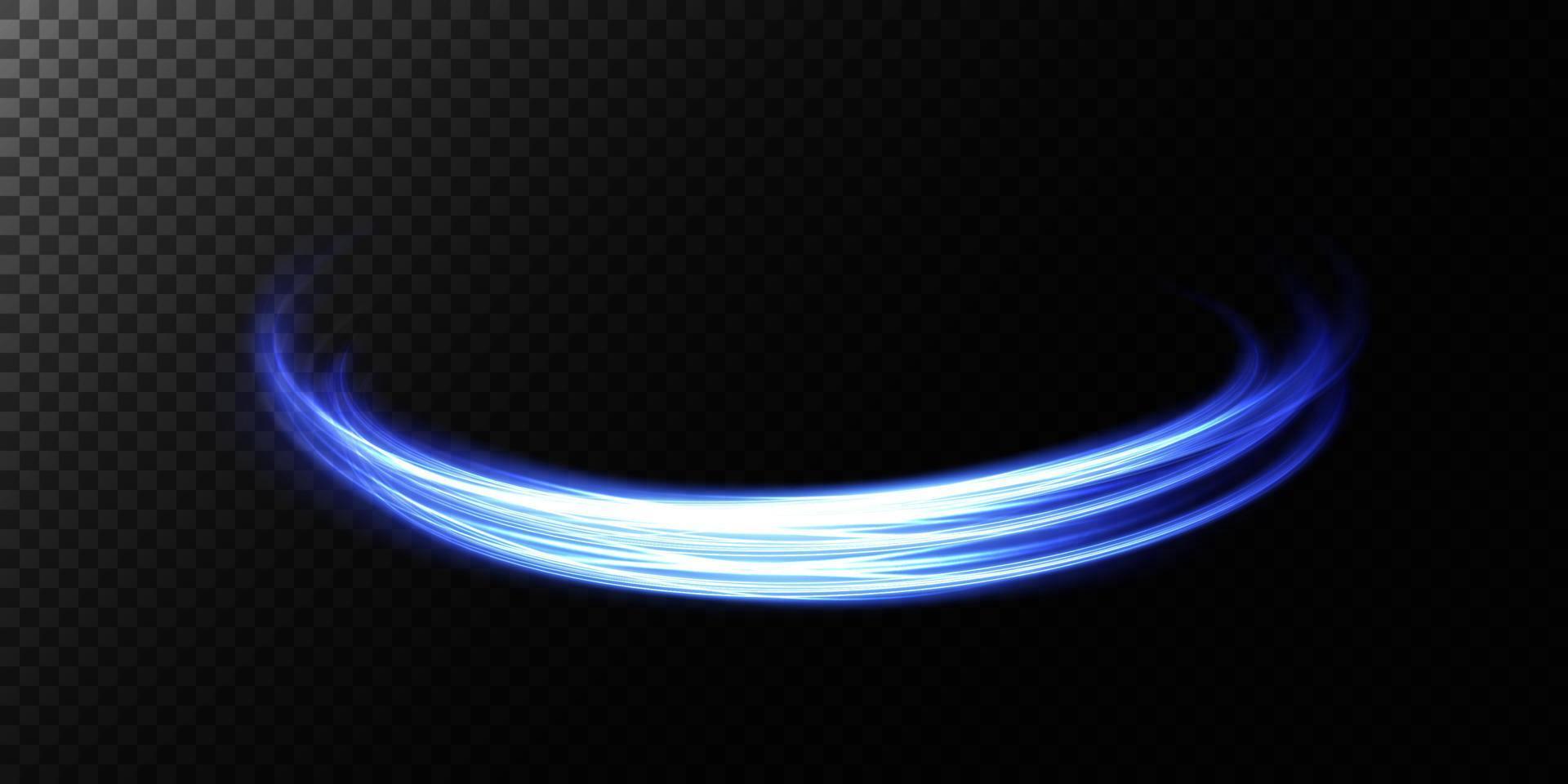 Abstract light lines of movement and speed in blue. Light everyday glowing effect. semicircular wave, light trail curve swirl, car headlights, incandescent optical fiber png. vector