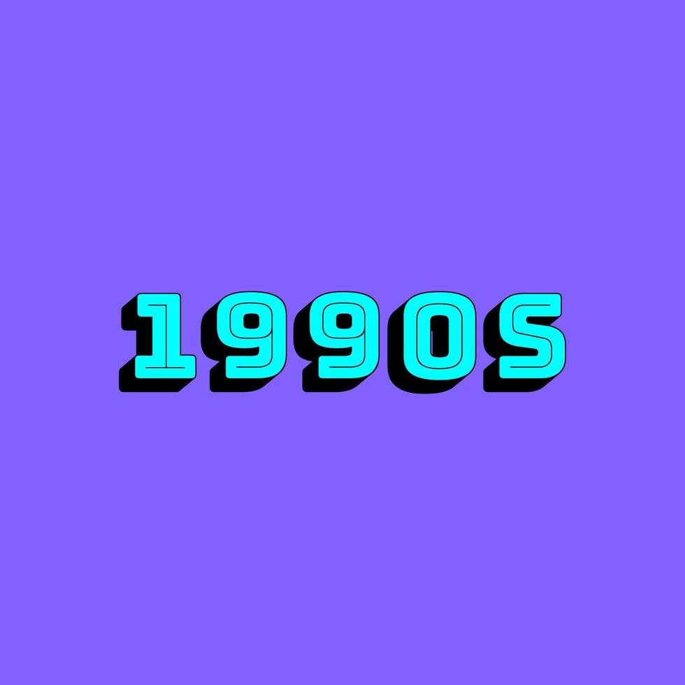 Cartoon Blue Nineties Sign UI Element. Vector