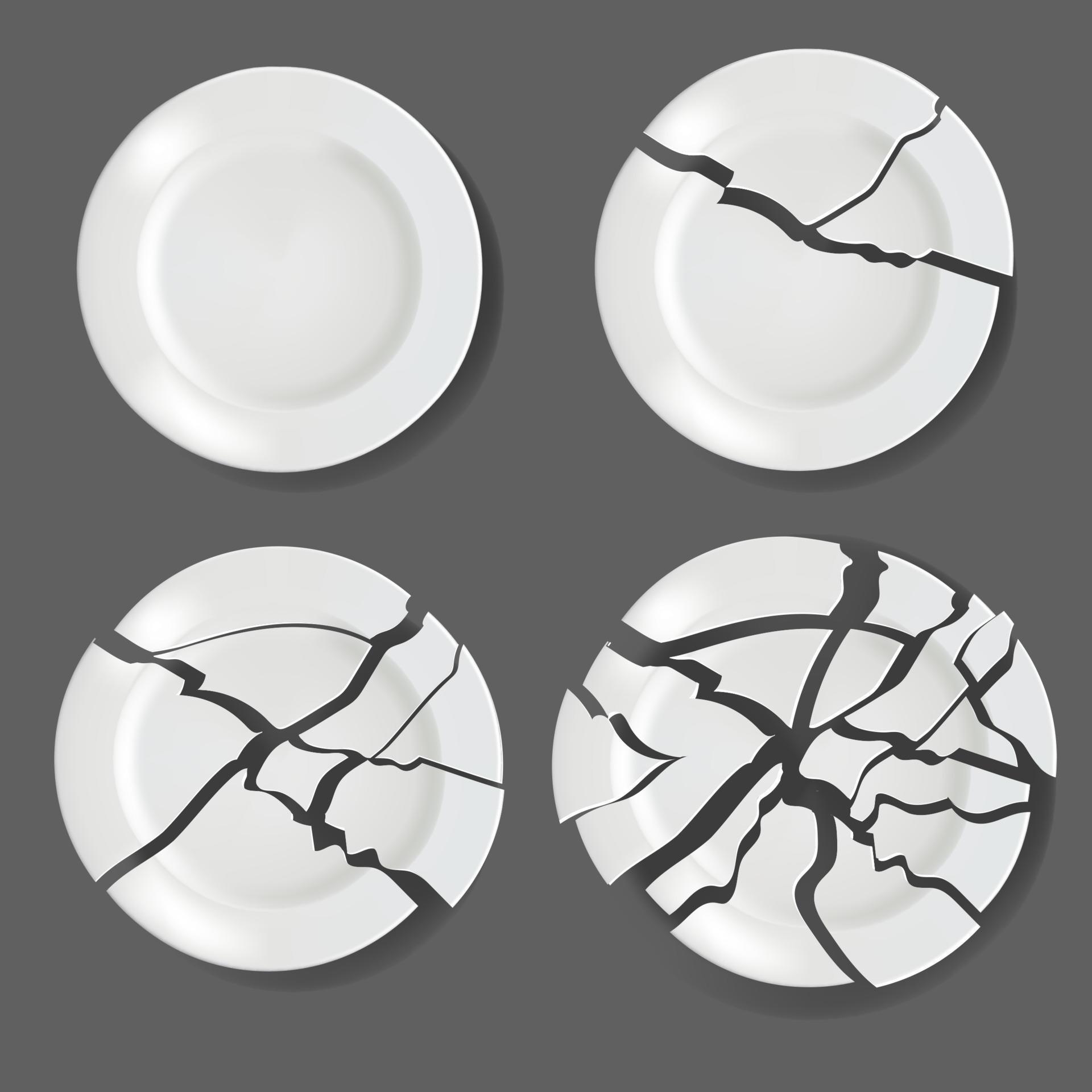 Realistic Detailed 3d Whole and Broken White Ceramic Plate Set. Vector 21677423 Vector Art at
