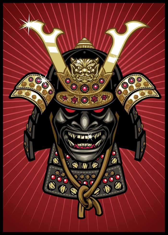 samurai helmet in detailed style vector