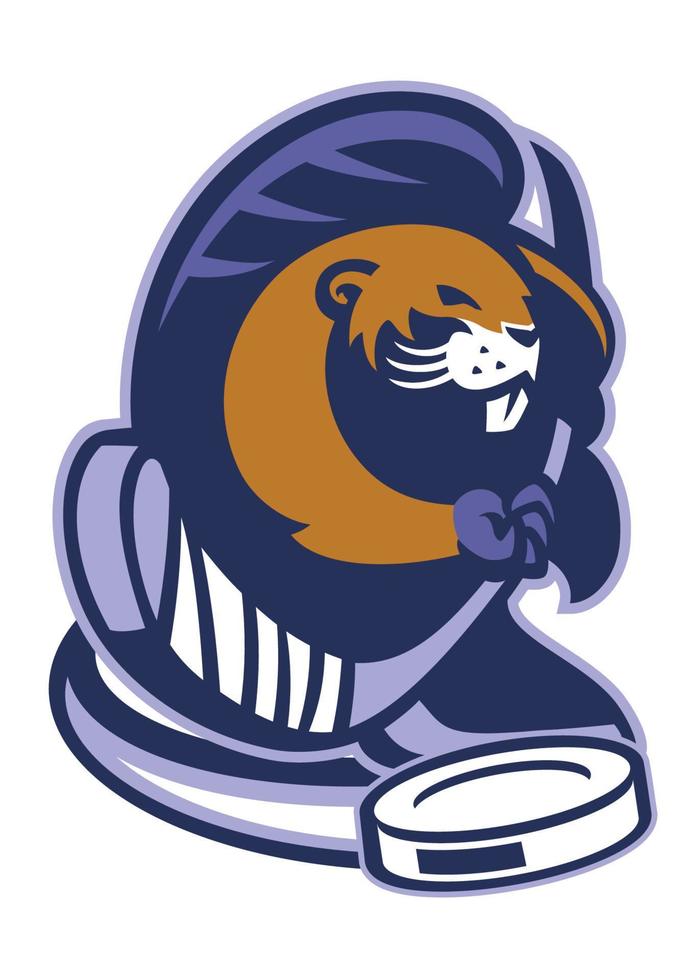 beaver mascot of ice hockey vector
