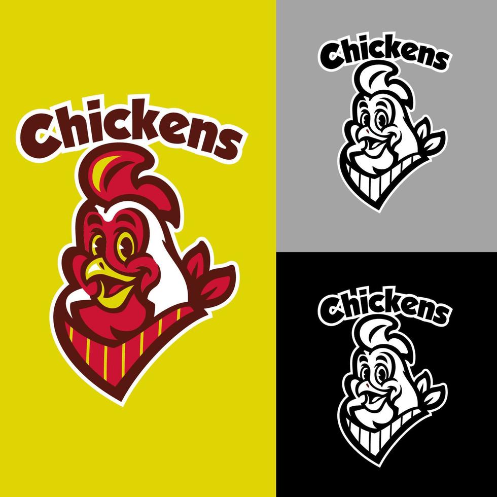 Happy chicken mascot head vector